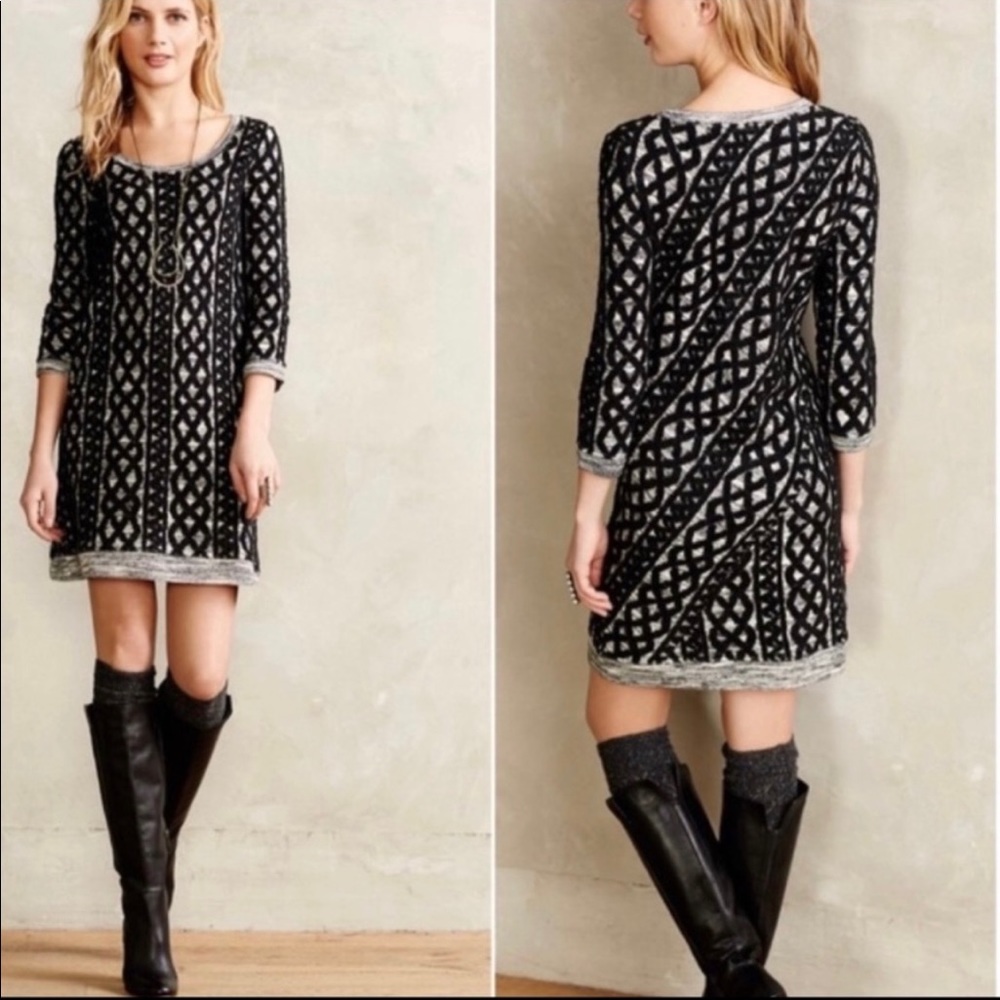 Anthropologie Moth black and gray sweater dress